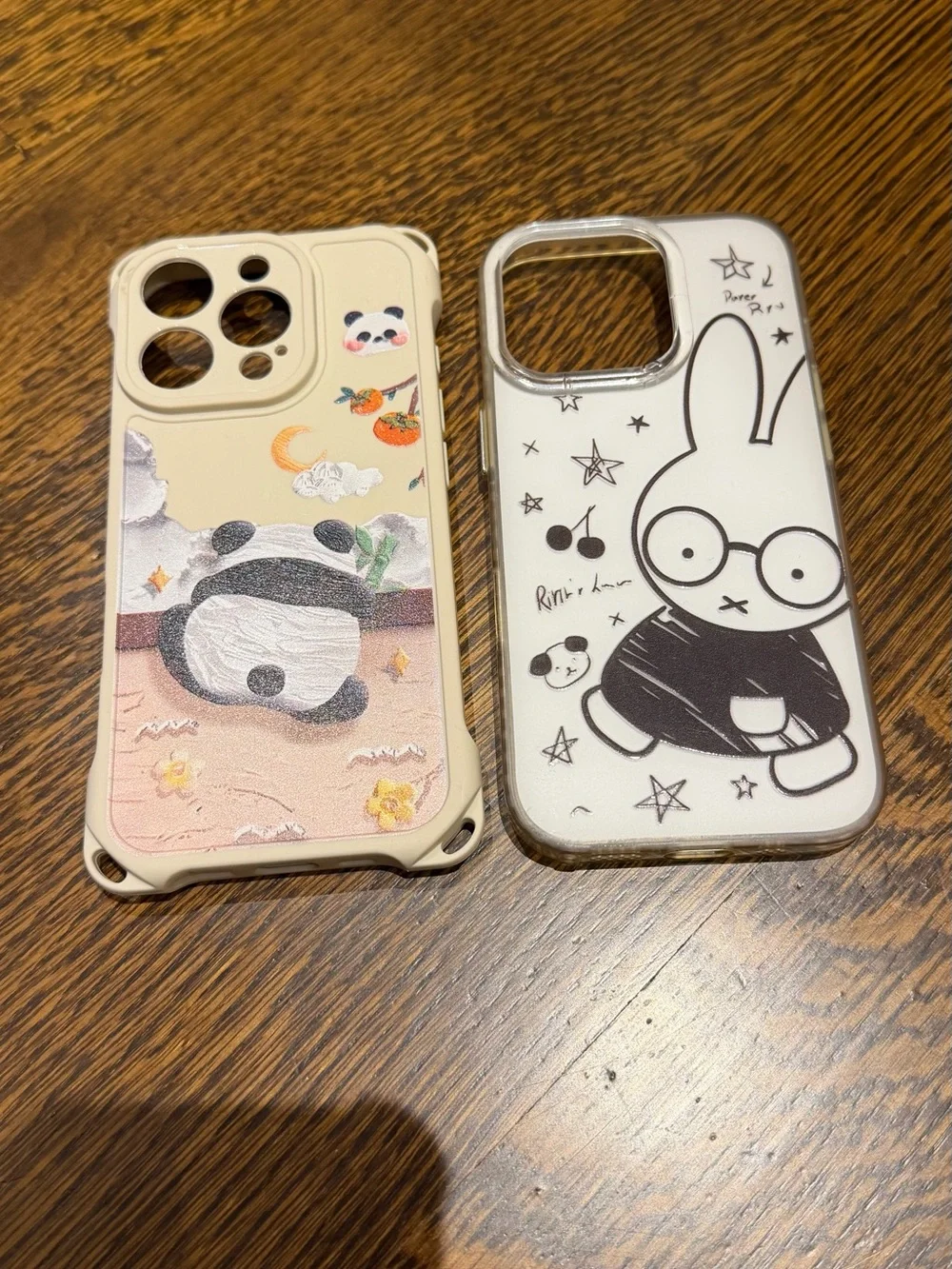 Cute iPhone 16 pro cases Panda & Bunny iPhone Case Set - White/Cream